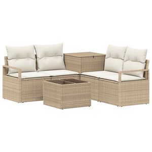 vidaXL Juego de Sof&aacute; 6 uds. Beige y blanco crema