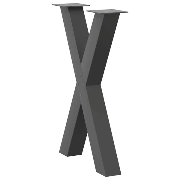 vidaXL Patas para mesa de comedor en forma de X (2 unidades), antracita, 60 x (72-73) cm, acero