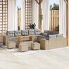 vidaXL Conjunto de sof&aacute; de jard&iacute;n 14 pcs Beige rat&aacute;n sint&eacute;tico