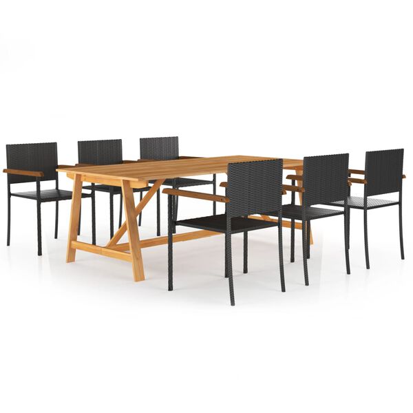 vidaXL Juego de comedor para jard&iacute;n de 7 piezas negro