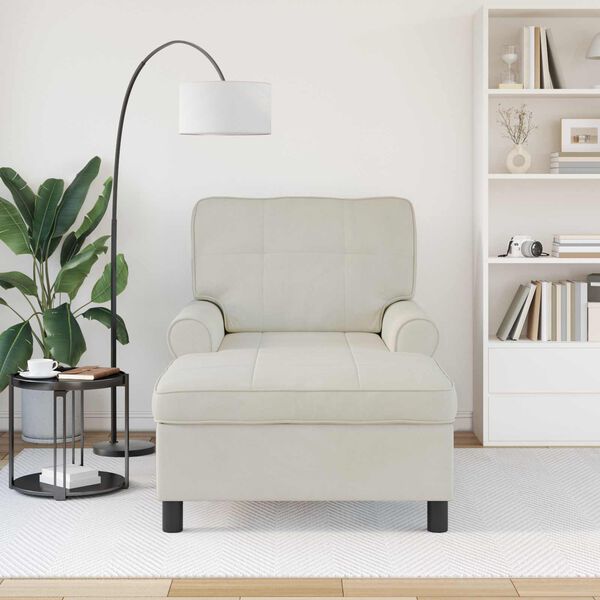 vidaXL Sill&oacute;n reclinable con coj&iacute;n Crema 91 x 157 x 91 cm Terciopelo