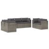 vidaXL Set de muebles de jard&iacute;n 7 pzas y cojines rat&aacute;n sint&eacute;tico gris
