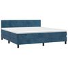 vidaXL Cama box spring colch&oacute;n y LED terciopelo azul oscuro 180x200 cm