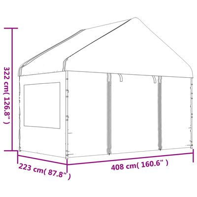 vidaXL Cenador con techo polietileno blanco 15,61x4,08x3,22 m