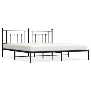 vidaXL Estructura cama sin colch&oacute;n con cabecero metal negro 193x203 cm