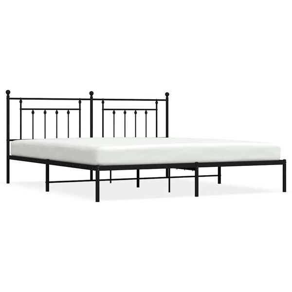 vidaXL Estructura cama sin colchón con cabecero metal negro 193x203 cm