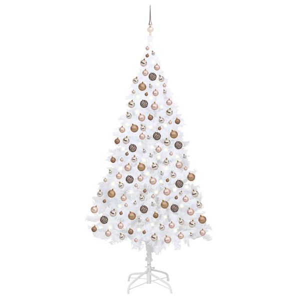 vidaXL &Aacute;rbol de Navidad preiluminado con luces y bolas blanco 240 cm