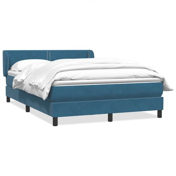 vidaXL Cama box spring con colch&oacute;n terciopelo azul oscuro 140x220 cm