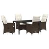 vidaXL Conjunto de Comedor de Jard&iacute;n 5 pcs Marr&oacute;n rat&aacute;n sint&eacute;tico