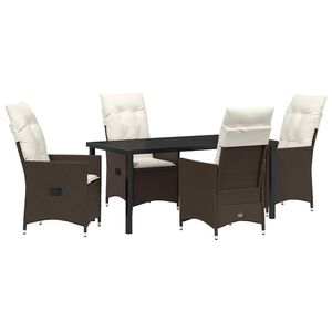 vidaXL Conjunto de Comedor de Jard&iacute;n 5 pcs Marr&oacute;n rat&aacute;n sint&eacute;tico