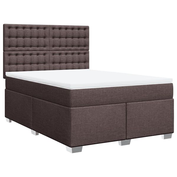 vidaXL Cama box spring con colch&oacute;n tela marr&oacute;n oscuro 160x200 cm