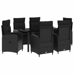 vidaXL Conjunto de Comedor de Jard&iacute;n 7 uds. Negro