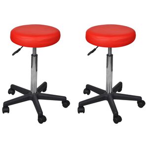 vidaXL Taburetes de oficina 2 uds cuero sint&eacute;tico rojo