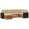 vidaXL Conjunto de sof&aacute;s de exterior 6 uds. Natural y Beige Poli&eacute;ster
