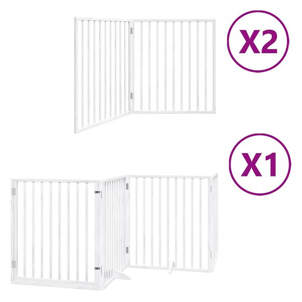 vidaXL Puerta de perros plegable 8 paneles madera &aacute;lamo blanca 640 cm