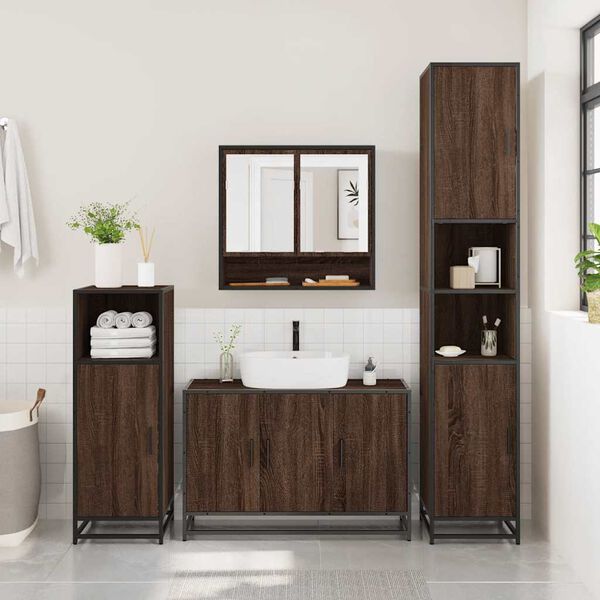 vidaXL Set de muebles baño 2 pzas madera contrachapada marrón roble
