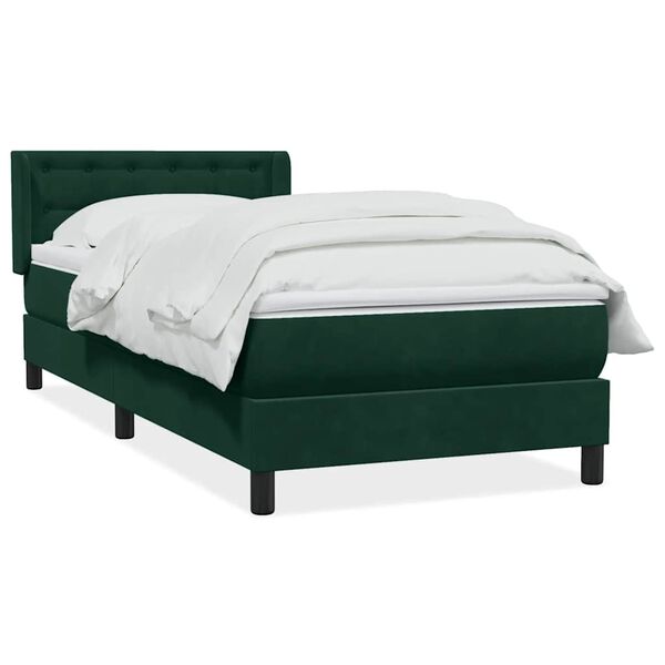 vidaXL Cama box spring con colch&oacute;n terciopelo verde oscuro 90x220 cm