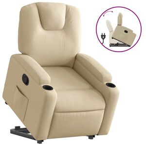 vidaXL Sill&oacute;n reclinable elevable de tela color crema