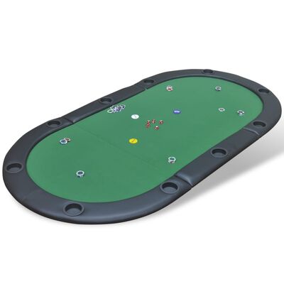 vidaXL Tablero de póker plegable para 10 jugadores verde