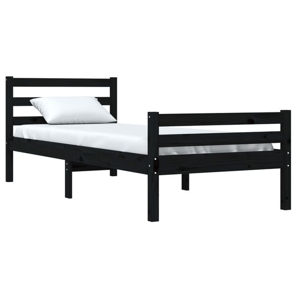 vidaXL Estructura de cama sin colchón madera maciza negro 100x200 cm