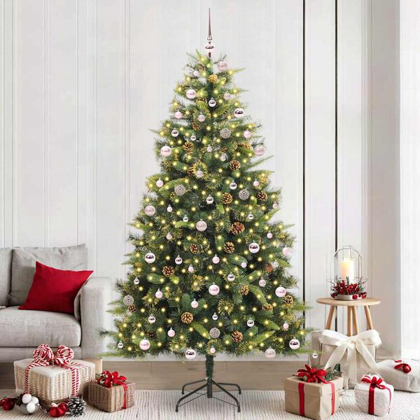 vidaXL Árbol de Navidad artificial con ramas plegables y conos 240 cm