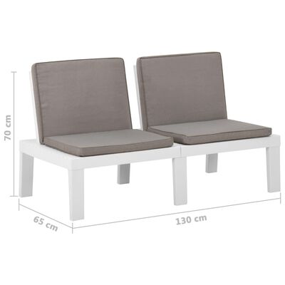 vidaXL Set de muebles de jardín 3 piezas con cojines plástico blanco