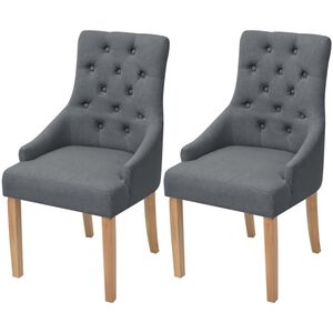 vidaXL Sillas de comedor 2 unidades tela gris oscuro
