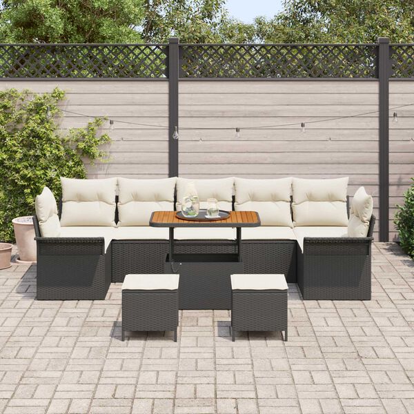 vidaXL Conjunto de sofá de jardín 10 pcs Negro ratán sintético