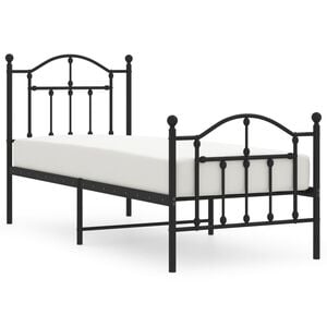 vidaXL Estructura cama sin colch&oacute;n con estribo metal negro 75x190 cm