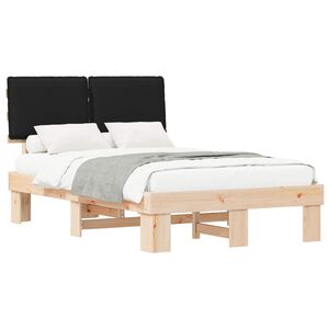 vidaXL Estructura de Cama con Cabecera Tapizada Negro 120 x 200 cm