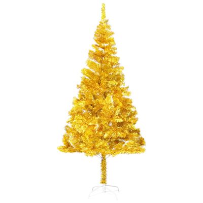 vidaXL Árbol de Navidad preiluminado con luces y bolas dorado 240 cm