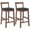 vidaXL Taburetes de bar con cojines, 2 unidades, madera maciza marr&oacute;n, goma