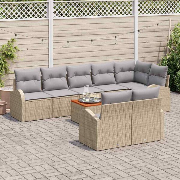 vidaXL Conjunto de sof&aacute;s de jard&iacute;n 9 pcs Beige y Gris Claro
