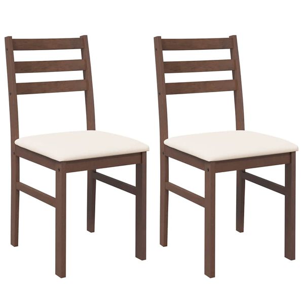 vidaXL Sillas de comedor con cojines 2 uds madera maciza marrón caucho