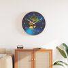 vidaXL Reloj de pared poliestireno y cristal dorado y azul &Oslash;29,5 cm