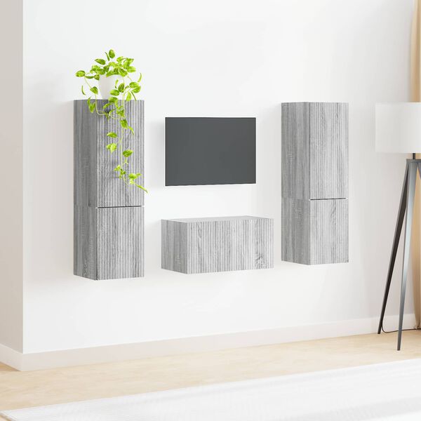 vidaXL Conjunto de mueble de TV 5 pcs Gris Sonoma Madera de ingenier&iacute;a