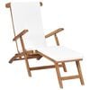 vidaXL Tumbona con coj&iacute;n blanco crema madera maciza de teca