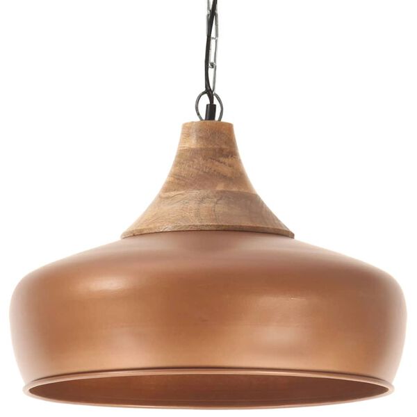 vidaXL L&aacute;mpara colgante industrial hierro cobre y madera 35 cm E27