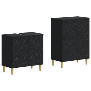 vidaXL Juego de gabinete de ba&ntilde;o de 2 piezas DELFT Negro