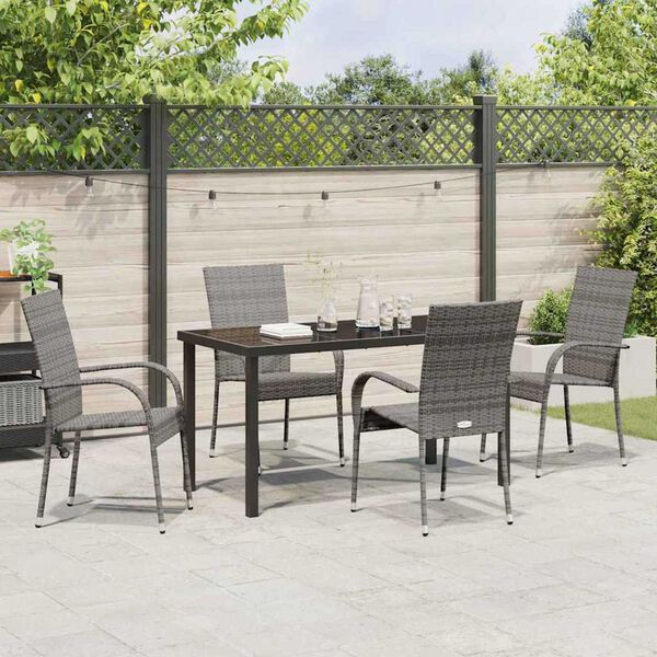 vidaXL Conjunto de Comedor de Jard&iacute;n 5 pcs Gris