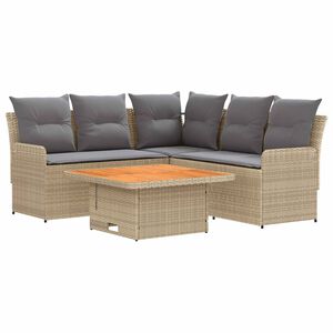 vidaXL Juegos de muebles 4 pcs Beige y Gris Claro Rat&aacute;n sint&eacute;tico