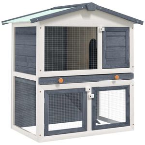 vidaXL Jaula conejera con 3 puertas madera gris