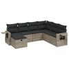vidaXL Set de sof&aacute;s de jard&iacute;n 7 piezas con cojines rat&aacute;n PE gris