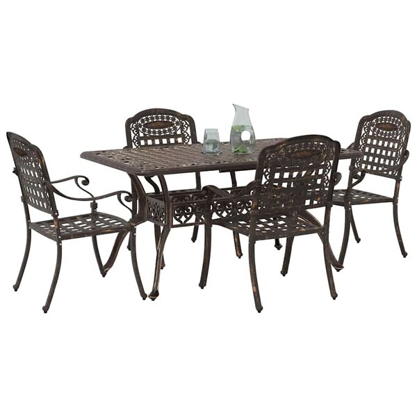 vidaXL Conjunto de Comedor de Jard&iacute;n 5 pcs Bronce Aluminio