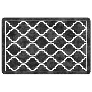 vidaXL Alfombra lavable antideslizante negro y blanco 190x300 cm