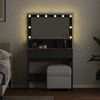 vidaXL Mesa Tocador con luces de espejo Roble Negro 80 x 41 x 134,5 cm
