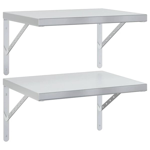 vidaXL Estantes de pared 2 uds acero inoxidable plateado 50x40 cm