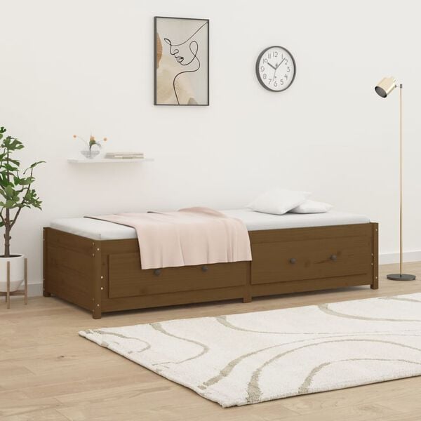 vidaXL Sof&aacute; cama sin colch&oacute;n madera maciza pino marr&oacute;n miel 90x190 cm