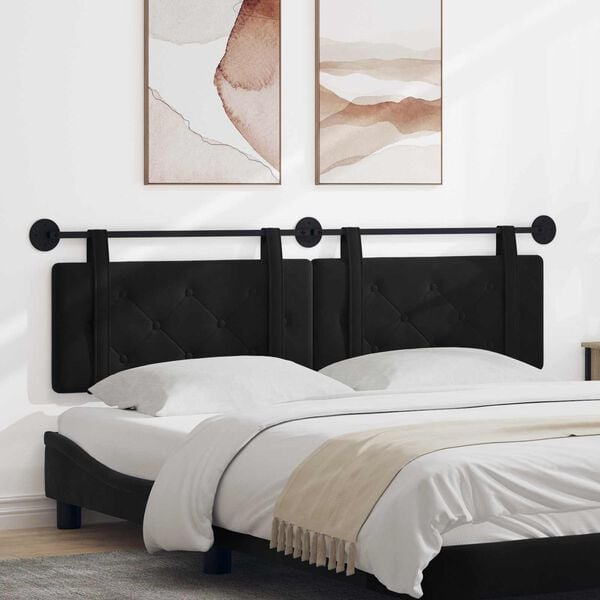 vidaXL Cabecera Colgante Negro 190 x 55 x 5 cm Terciopelo