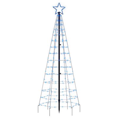 vidaXL Árbol de Navidad cono con estacas 220 LEDs azul 180 cm